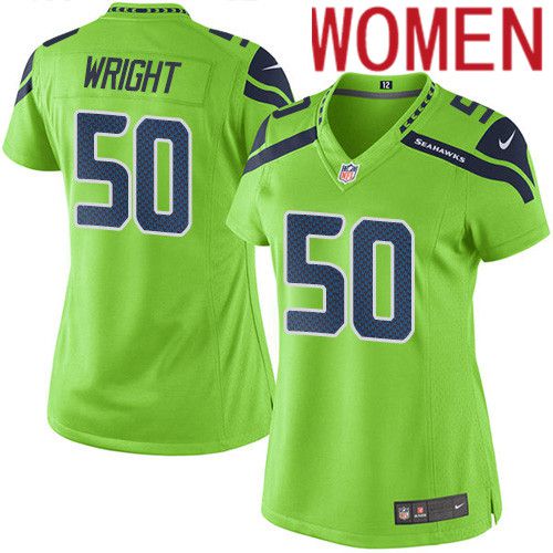 Women Seattle Seahawks #50 K.J. Wright Nike Neon Green Game NFL Jersey->women nfl jersey->Women Jersey